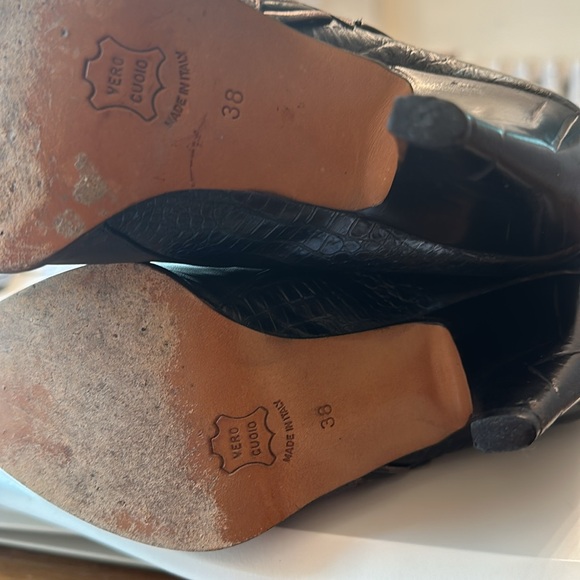 🔥🔥80s Italian Vintage Heeled Boots Mixed Media Leather 38/7.5 or 8 Amazing - Picture 12 of 12